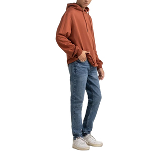 Sudadera con Capucha para Hombre, Color Marrón Sólido, de Algodón y Poliéster, con Bolsillo Canguro, Capucha con Cordón Ajustable, Estilo Casual para Invierno, Teñido Liso - Product Image 2
