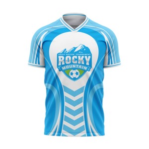 <b>Men</b> Blue <b>White</b> Geometric Soccer Jersey Sublimated Print Moisture Wicking Fitted Polyester Apparel - Product Image 1