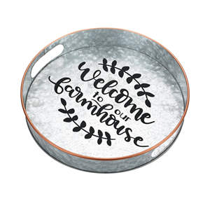 Décoration intérieure au design unique et moderne Grand plateau de service rond rustique pour l'extérieur pour les fêtes de bureau à domicile et la décoration de jardin - Product Image 5