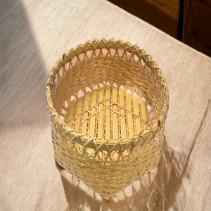 Delicate Rectangular Open-weave <b>Bamboo</b> Eco-Friendly Luxury Storage <b>Basket</b> Hanging Design Decorative Bow for Hotel Use Available - Product Image 4