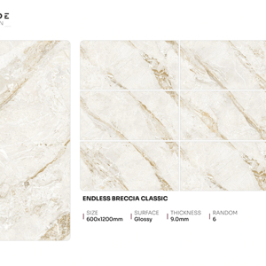 Carreaux de porcelaine brillants de qualité export, format 600x1200, grand format, pour sols et murs, usage intérieur haut de gamme - Product Image 1