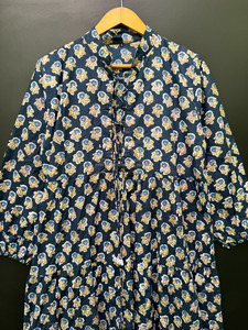 Robe midi en coton à franges imprimées pour femmes, style estival, silhouette évasée, écologique, pour le bureau et les voyages, approvisionnement mondial - Product Image 3