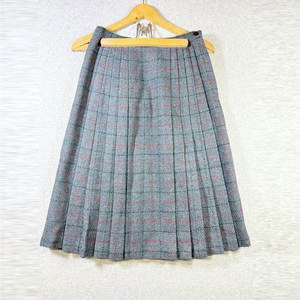 Jupe plissée vintage 100% pure laine pour femme, gris et rouge, style tartan classique, fermeture éclair latérale, kilt, vente en gros sur mesure - Product Image 1