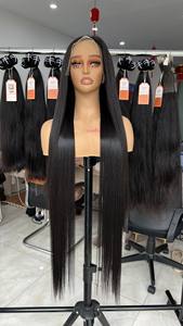 Venta al por mayor 100% Virgen Remy Extensión de cabello humano Peluca de cabello liso con frontal 13x4 Color natural de la fábrica - Product Image 2