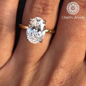 Bague de fiançailles et d'éternité classique Charm_Jewells pour femme, en argent plaqué or rose 18 carats, avec moissanite taille coussin et sertissage à griffes - Product Image 3