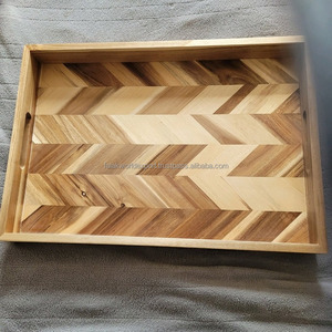 Bandeja de Servir Grande de Madera Rústica Ecológica Hecha a Mano de Alta Calidad con Asa, Duradera, Apta para Lavavajillas, para Uso Doméstico, Falak World Export - Product Image 5