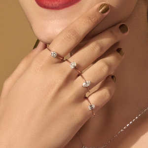 Anillo Solitario Ovalado de Moissanita de 1.00 Quilates con Banda Delgada de 1.5mm en Oro Rosa de 18K para Suministro al por Mayor, Joyería de Boda para Inventario de Joyerías - Product Image 5