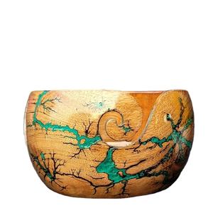 Cuenco de hilo grande de madera epoxi Lichtenberg para tejer ganchillo 7x4 Cuenco de almacenamiento con gratis - Product Image 1