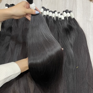 Extensiones de cabello de un solo donante, cabello largo y grueso, liso natural y color negro natural, listo para enviar. - Product Image 2