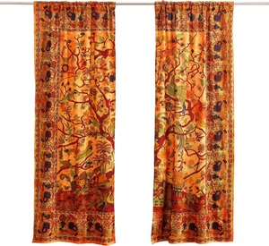 Artisanat populaire indien, hippie, bohème, magnifique - Arbre de vie - Rideau tie-dye mandala pour chambre, salon, balcon - Product Image 6