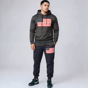 Cotton Fleece Jogger Set for Men Custom Size Custom Logo Hooded Sweatshirt and <b>Pants</b> Sportswear - Product Image 1
