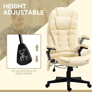 Sedia da Ufficio Ergonomica Reclinabile Beige con 6 Modalità di Vibrazione, Massaggio Riscaldato, Altezza Regolabile, Comoda, Girevole, Contemporanea in Nylon - Product Image 5