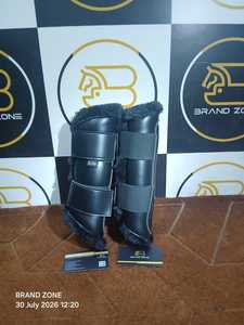 BRAND ZONE Bottes équestres en cuir verni pour chevaux, protections de tendons 8MM en néoprène et fausse fourrure, durables et confortables - Product Image 6