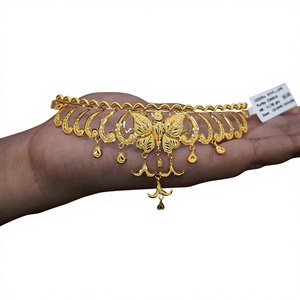 Collier ras-de-cou exquis en or massif 22 carats, motif papillon, filigrane complexe, bijoux indiens faits à la main pour femmes, 9,110 grammes - Product Image 1