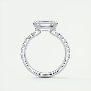 <b>Emerald</b> Cut Lab Grown Diamond <b>Ring</b> 2.07CT 925 <b>Silver</b> Half Bezel 3MM Band Elegant Minimal Statement Daily Jewelry - Product Image 5