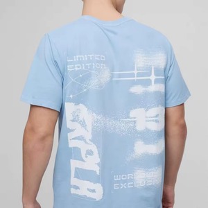 T-shirt imprimé graphique pour homme, coupe ample vintage en coton délavé, épaules tombantes, style urbain - Product Image 3