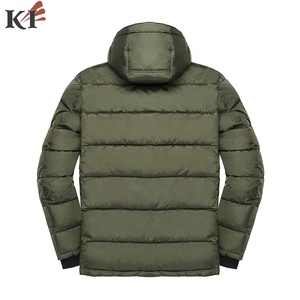 Men's Olive Green Cotton Puffer <b>Jacket</b> <b>Waterproof</b> Reversible Casual Winter Coat Regular Fit Zipper Closure Solid Color 100% Silk - Product Image 2