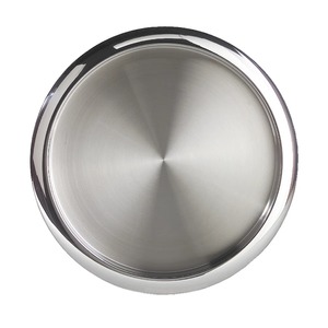 Plateau de rangement rond en métal, finition polie, design moderne, à un seul niveau, pour table, service de boissons, compatible lave-vaisselle - Product Image 5