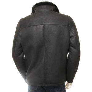 Vestes en cuir de mouton véritable pour hommes, style motard, avec col en fausse fourrure, fermeture éclair, coupe-vent, manteau d'hiver pour l'extérieur, tendance - Product Image 2