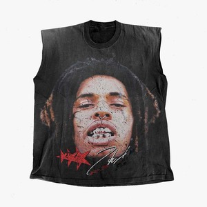 Camiseta sin mangas para hombre, 200 GSM, algodón premium, diseño gráfico vintage, color negro, logotipo personalizado, 100% algodón, corte holgado. - Product Image 1