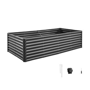 <b>Large</b> Outdoor Galvanized Metal Planter Garden Bed 8 X 4 X 2 ft Open Bottom Design Garden Box <b>Pots</b> - Product Image 1