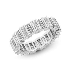 Bague éternelle de luxe en or 14 carats avec diamants de laboratoire taille baguette, qualité VS1, VVS1, bijou élégant pour femmes et jeunes filles - Product Image 2