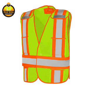 Hot Selling Customized Logo Polyester Mesh Safety Vest Hi Vis Fluorescent Reflective Construction Vest - Product Image 2
