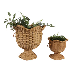 Ensemble de paniers à plantes en rotin, pots à fleurs en osier naturel, supports décoratifs pour plantes avec poignées pour la maison, le salon et l'intérieur - Product Image 1