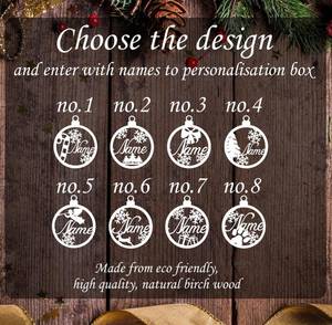 Adorno Navideño de Madera Circular Cortado con Láser, Decoración Personalizada con Nombre, Decoración Navideña para el Hogar - Product Image 5