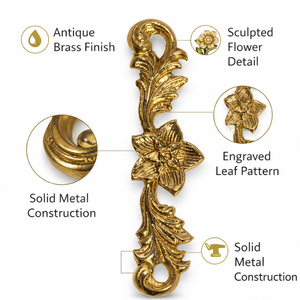 Poignée de meuble classique en laiton Fleur Marquise |   Poignée décorative à motif floral pour armoires, placards et meubles en bois - Product Image 5