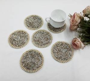 Multicolor Seed Beads Coaster Pure Handmade Seed Beads Coaster Tea Coffee Wine ETC Beaded Coaster Unique Designs - Product Image 4