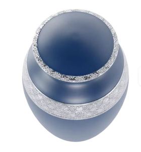 Blue Metal Customized Cremation Urn Adult Ashes Jar American Style <b>Memorial</b> <b>Keepsake</b> Vessel Handmade Durable - Product Image 2