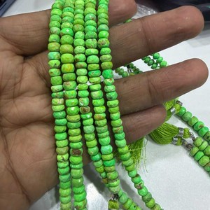 Cuentas Redondas Lisas de Turquesa Verde Natural Kingman de 5-7 mm, Gema de Turquesa de 8 Pulgadas, para Fabricación de Joyería, JaipurGemsHouse - Product Image 3