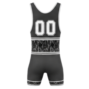 Singlet de Lucha Sublimado Negro y Gris para Hombre, Uniforme de Lucha Atlético Ligero de Poliéster, Ropa Deportiva para Entrenamiento y Alto Rendimiento - Product Image 3