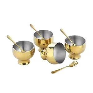 Elegante tazón de metal para helado, taza de acero inoxidable para postre, vajilla. - Product Image 2