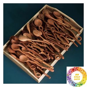 Cuchara de Madera Rústica con Diseño de Ramita para Café, Té, Azúcar, Miel, Yogur, Postres y Bocadillos, Hecha a Mano, Vajilla Natural para la Mesa - Product Image 5