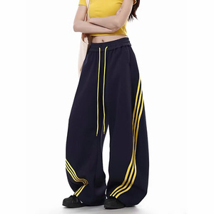 Nouveau pantalon de survêtement épais pour homme Haody 2026, en tissu peigné polyester/coton écologique, coupe large plissée, style Hip Hop - Product Image 1