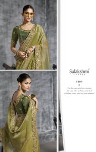 Nuevo Saree de Organza de Seda Premium con Bordado Multicolor, Trabajo de Pallu con Diseño de Gusanos Cortados y Diamantes Swarovski en Toda la Prenda - Product Image 2