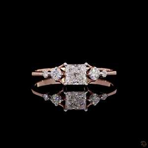 Anillo de compromiso Princess Cut Illusion en oro rosa de 14K 0.65ct Diamantes cultivados en laboratorio - Product Image 1