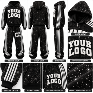 Nuevo Estilo Sudadera con Capucha y Estampado de Purpurina con Logotipo Personalizado, Chándal de Felpa Oversize, Sudadera Deportiva Unisex de Corte Regular 100% Algodón - Product Image 3
