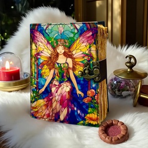 Diario de cuero de 400 páginas, estilo hadas, para sombras, brujería, Grimorio, hechizos, Wicca, vintage, hecho a mano, fantasía, cuaderno de notas, acuarela - Product Image 2