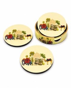 Premium Classic Eco-Friendly MDF Enamel Coaster Set with Durable Finish for Everyday Dining Table and Office <b>Desk</b> Protection - Product Image 5