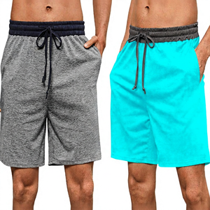 Shorts pour homme en coton 100% écologique, couleur unie, séchage rapide, taille élastique avec poches, vêtements décontractés gris noir - Product Image 3