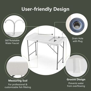 Tavolo da Campeggio per Pulizia Pesce, Design Pieghevole Portatile con Lavello e Rubinetto per Picnic sul Molo - Product Image 6