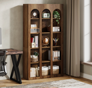 Librería Moderna de Madera Marrón, Estantería Alta Estilo Rústico con Múltiples Estantes Abiertos para Oficina en Casa, Sala de Estar - Product Image 1