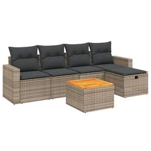 Conjunto de Sofás de Jardín de Ratán, Muebles de Exterior Color Gris Oscuro, Diseño Contemporáneo Impermeable con Cojines de Espuma de Alta Densidad - Product Image 4