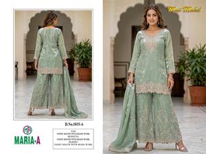 Women's Light Blue Silk Salwar Kameez Traditional Ankle-Length Loose Fit Wedding Wear India Pakistan Style - Product Image 4