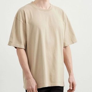 เสื้อยืดโอเวอร์ไซส์ทรงหลวม แขนเสื้อแบบดรอปไหล่ ผ้าฝ้าย 100% ไม่ยับ คอกลม ทรงบ็อกซี่ สไตล์ลำลอง สตรีทแวร์ สำหรับผู้ชาย - Product Image 1
