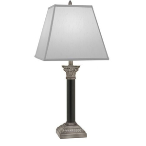 Lámpara de Mesa Metálica Tradicional con Pantalla Cuadrada de Tela Blanca, E26 LED, Control de Interruptor, Luz Cálida, Decorativa para Sala de Estar, Tamaño Grande - Product Image 1