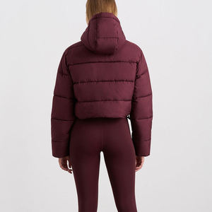 Luxury Shiny Quilted Puffer Crop <b>Tops</b> for Women Winter Wear Lightweight Cropped <b>Bubble</b> Jacket with Detachable Collar - Product Image 2